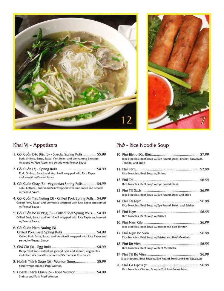 Pho Bistro - Slidell, LA menu_pic