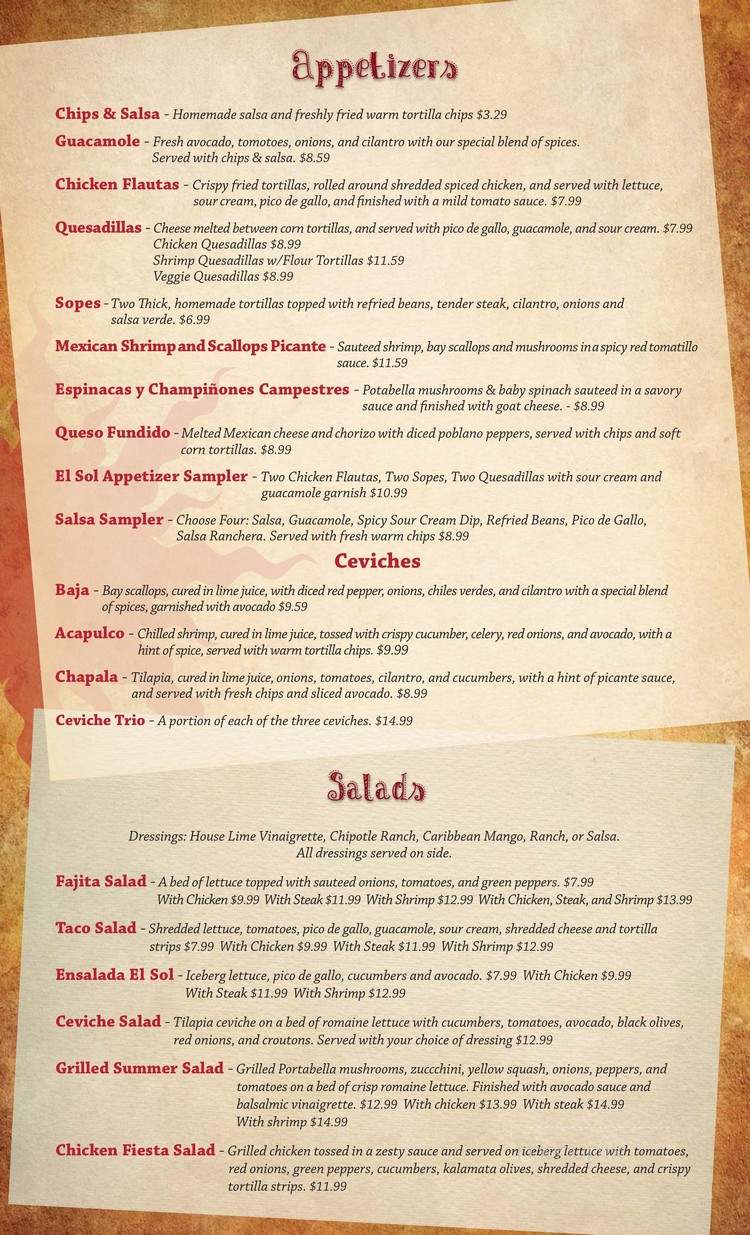 El Sol Express - Camp Hill, PA menu_pic