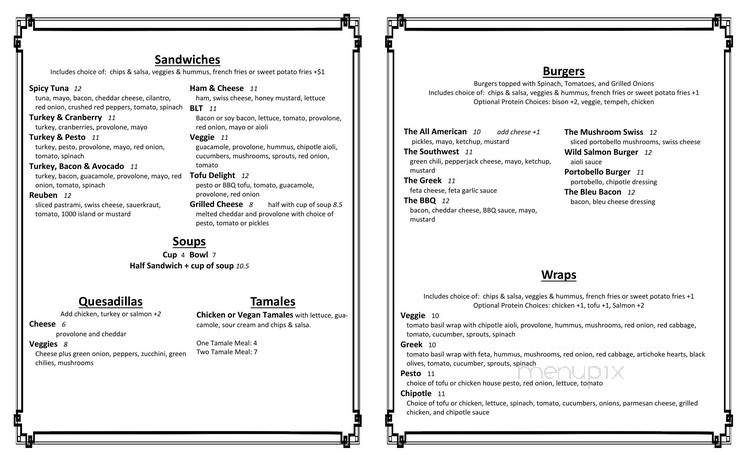 Organicos Natural Cafe - Medford, OR menu_pic