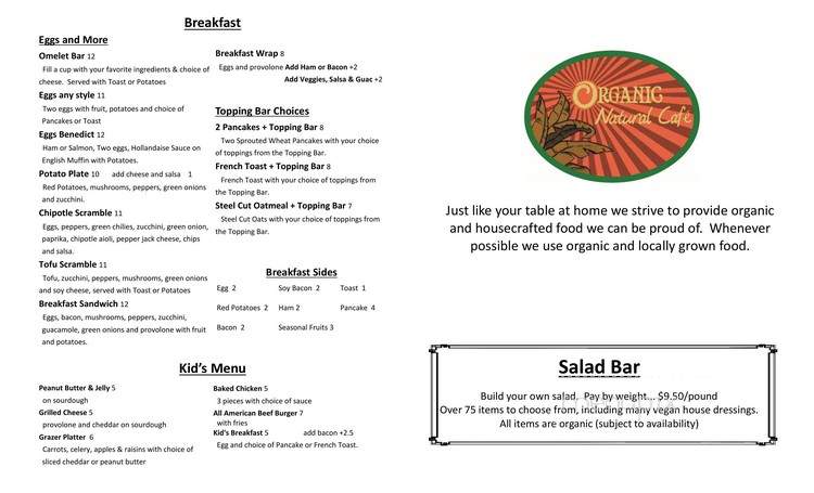 Organicos Natural Cafe - Medford, OR menu_pic