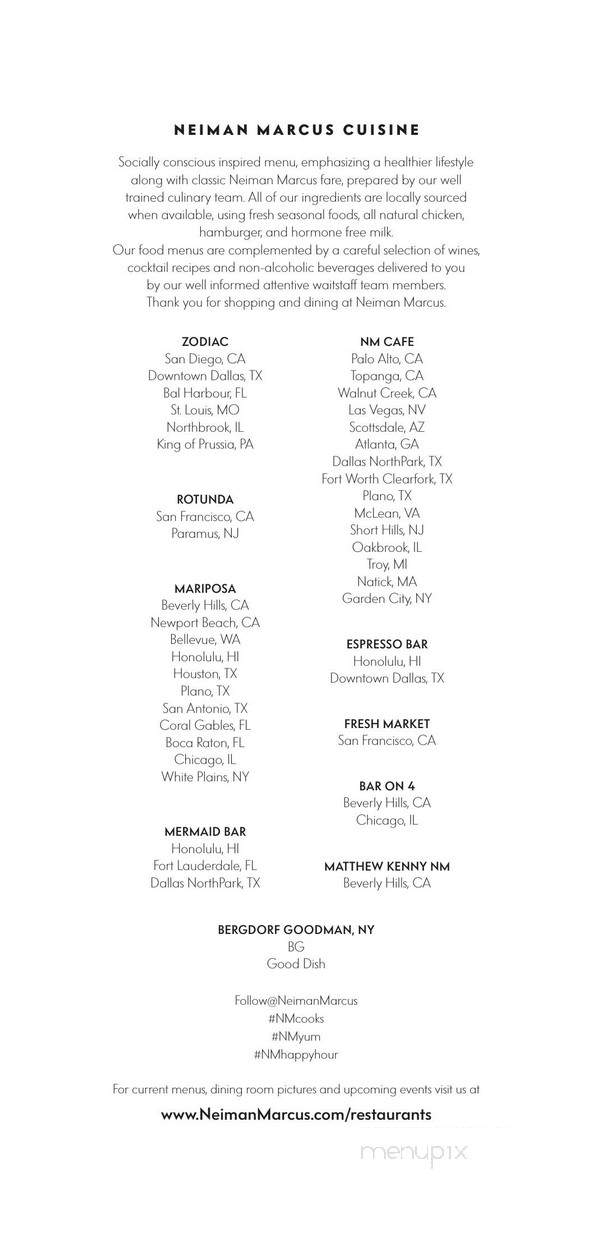 Mariposa at Neiman Marcus - Coral Gables, FL menu_pic