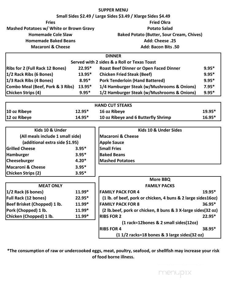 Cannonball Cafe - Pea Ridge, AR menu_pic