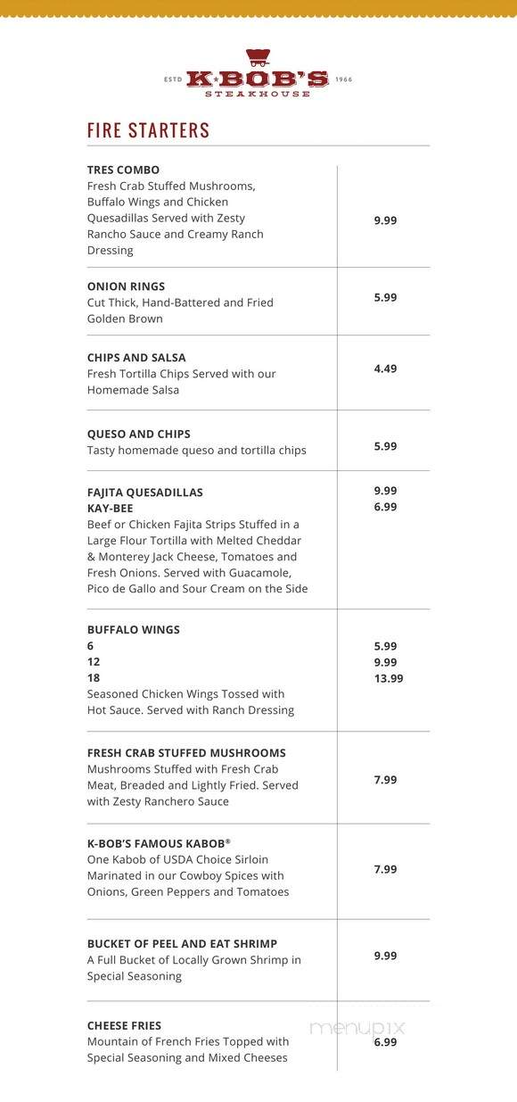K-Bob's Steakhouse - Roswell, NM menu_pic