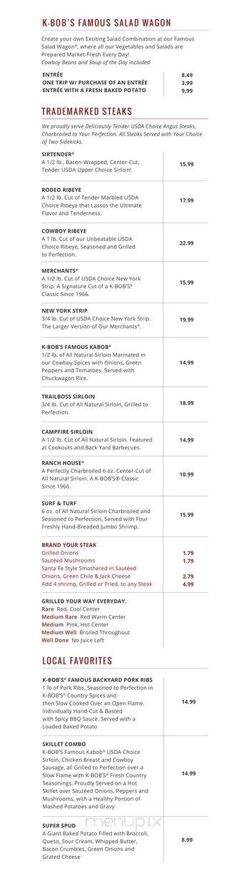 K-Bob's Steakhouse - Roswell, NM menu_pic