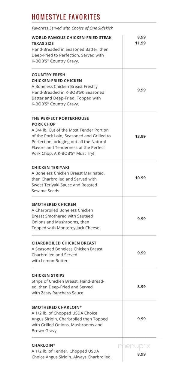 K-Bob's Steakhouse - Roswell, NM menu_pic