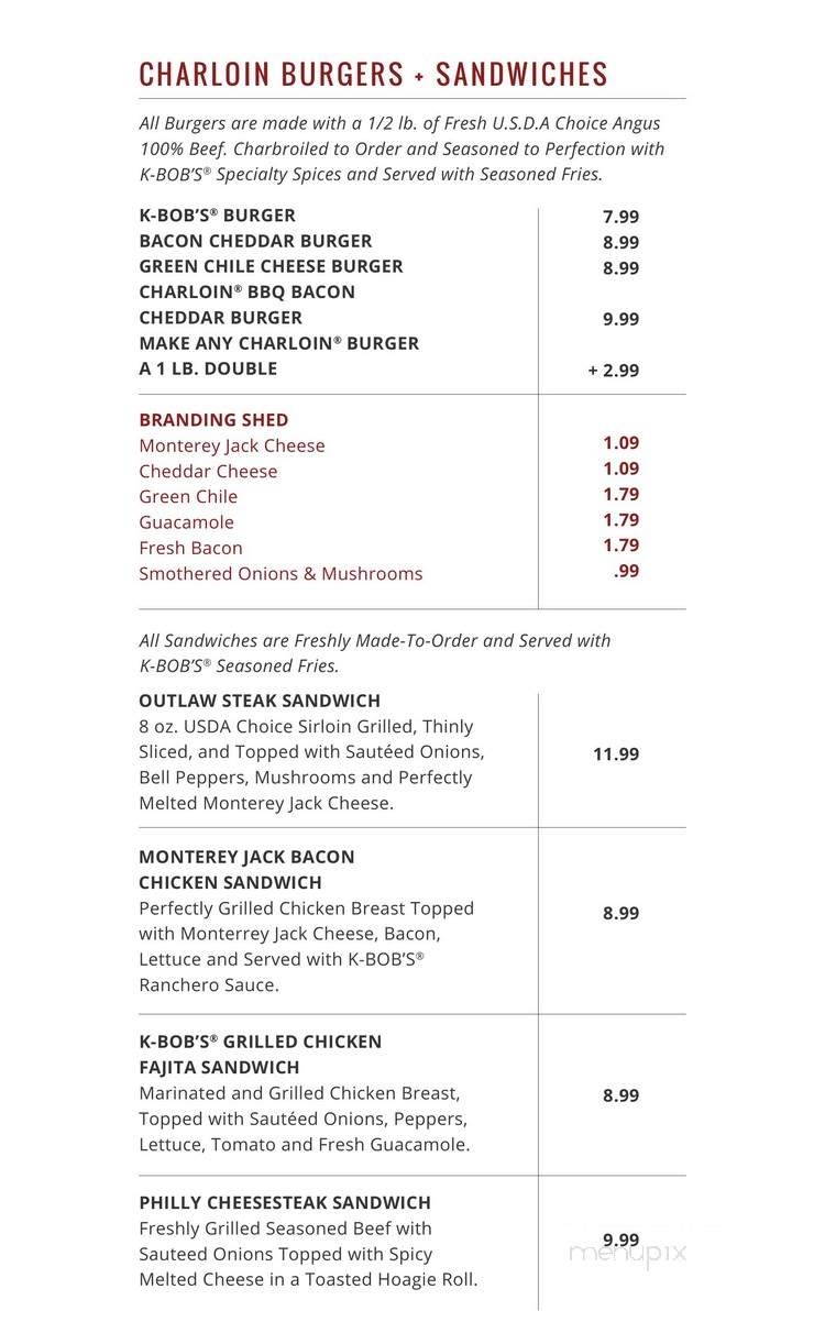 K-Bob's Steakhouse - Roswell, NM menu_pic