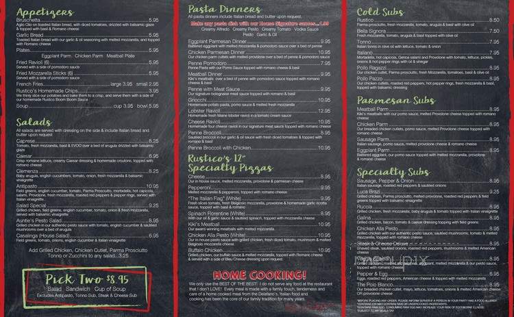 Cafe Rustico - Boston, MA menu_pic