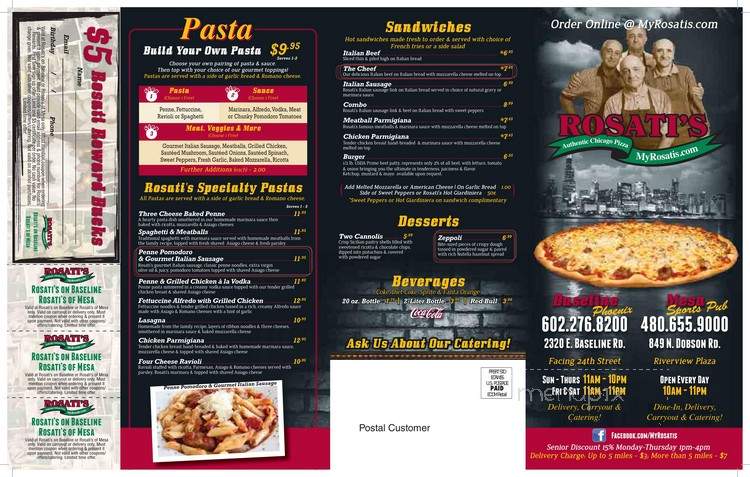 Rosati's Pizza North - Tucson, AZ menu_pic