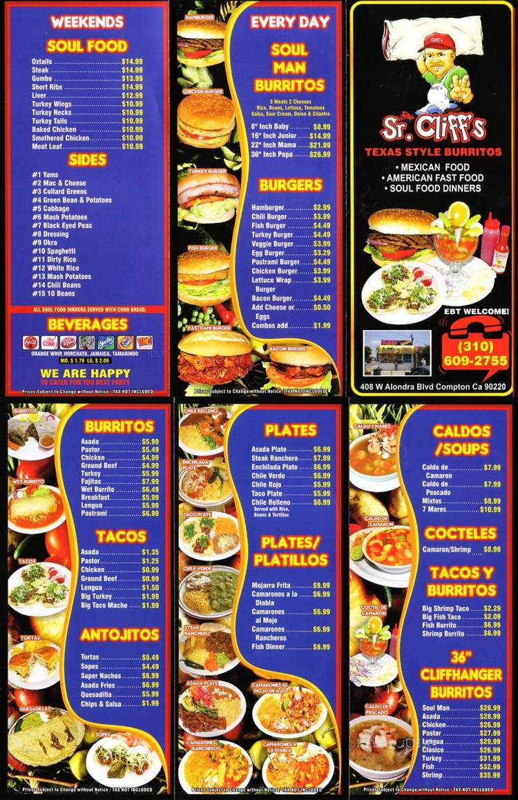 Cliff Texas Estle Burrito - Compton, CA menu_pic
