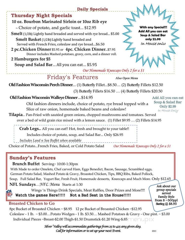 Knox's Silver Valley Banquet Hall - Manitowoc, WI menu_pic