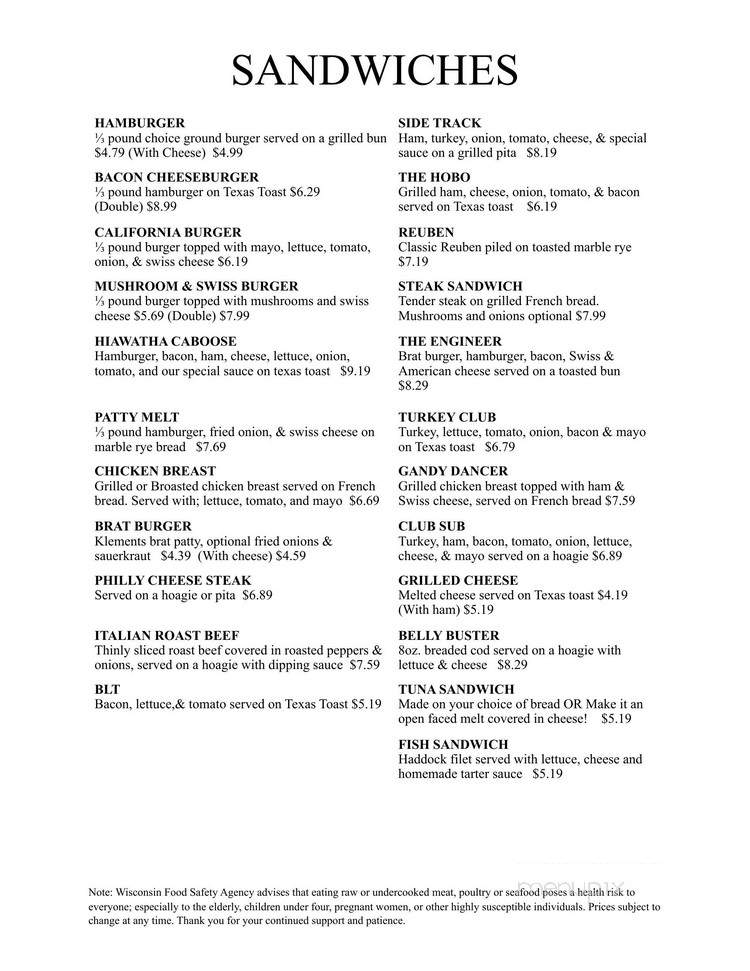 Mike & Betsy's Hiawatha - Junction City, WI menu_pic