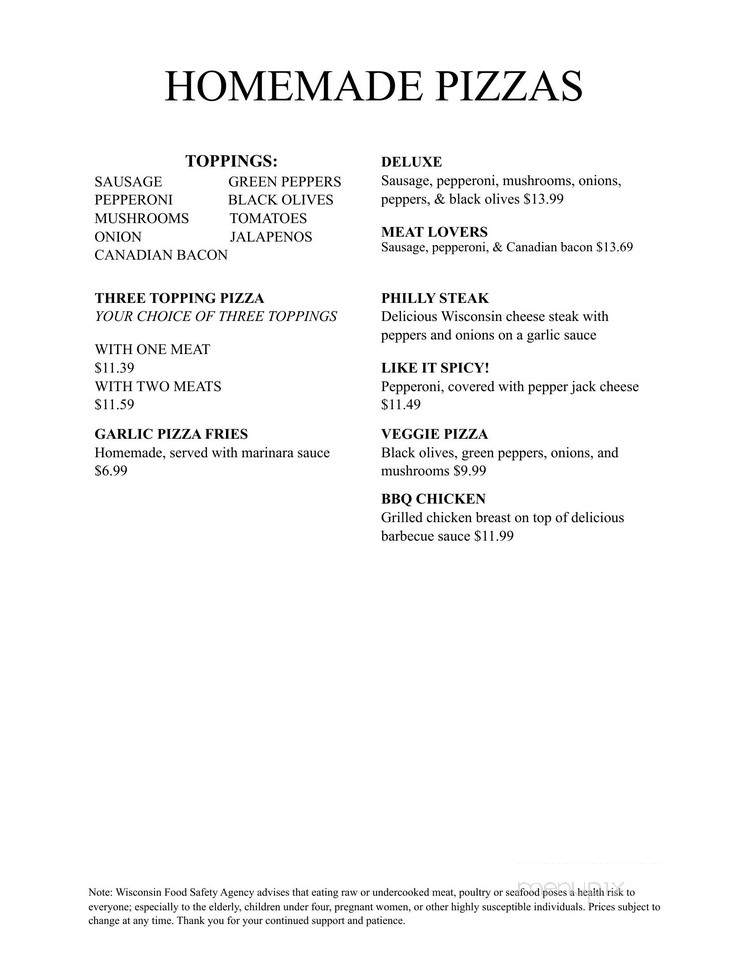 Mike & Betsy's Hiawatha - Junction City, WI menu_pic