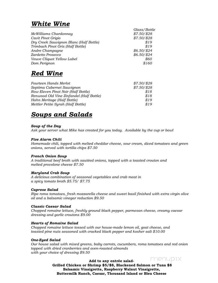 One-Eyed Mike's - Baltimore, MD menu_pic