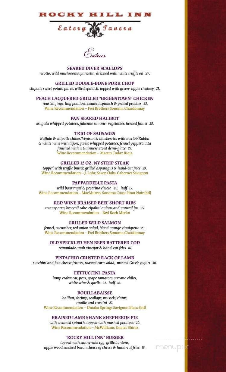 Rocky Hill Inn - Rocky Hill, NJ menu_pic