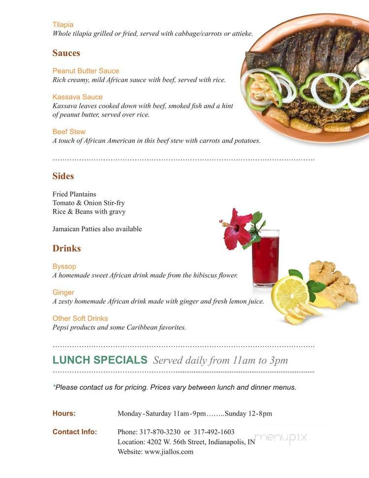 Jiallo's African-Caribbean Cuisine - Indianapolis, IN menu_pic