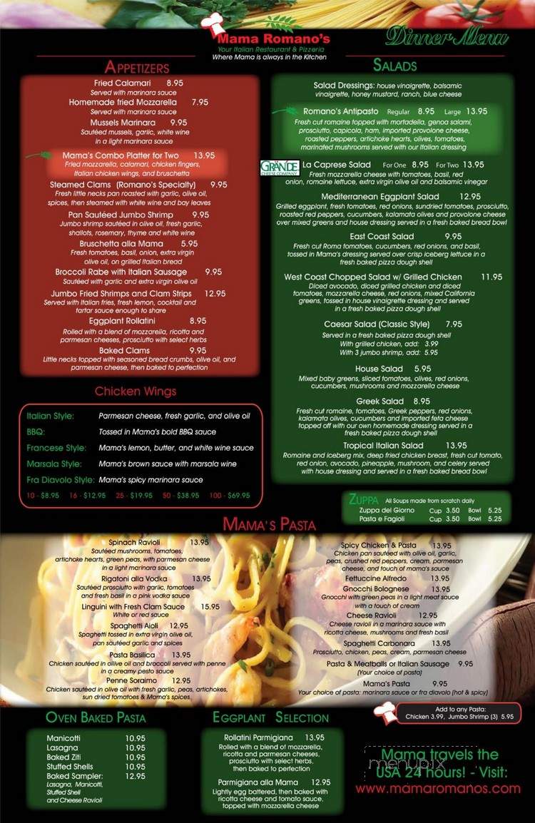Mama Romano's - Orlando, FL menu_pic