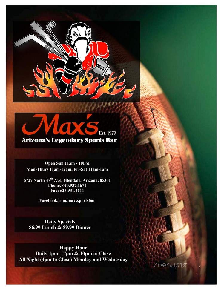 Max's Restaurant and Sports Lounge - Glendale, AZ menu_pic