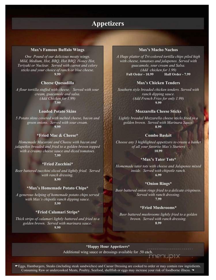 Max's Restaurant and Sports Lounge - Glendale, AZ menu_pic