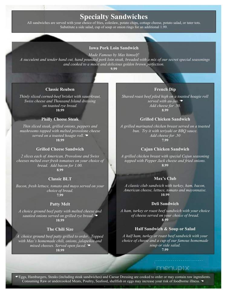 Max's Restaurant and Sports Lounge - Glendale, AZ menu_pic