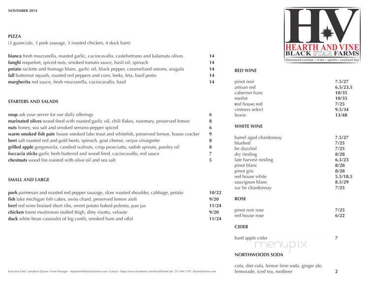 Hearth & Vine - Suttons Bay, MI menu_pic
