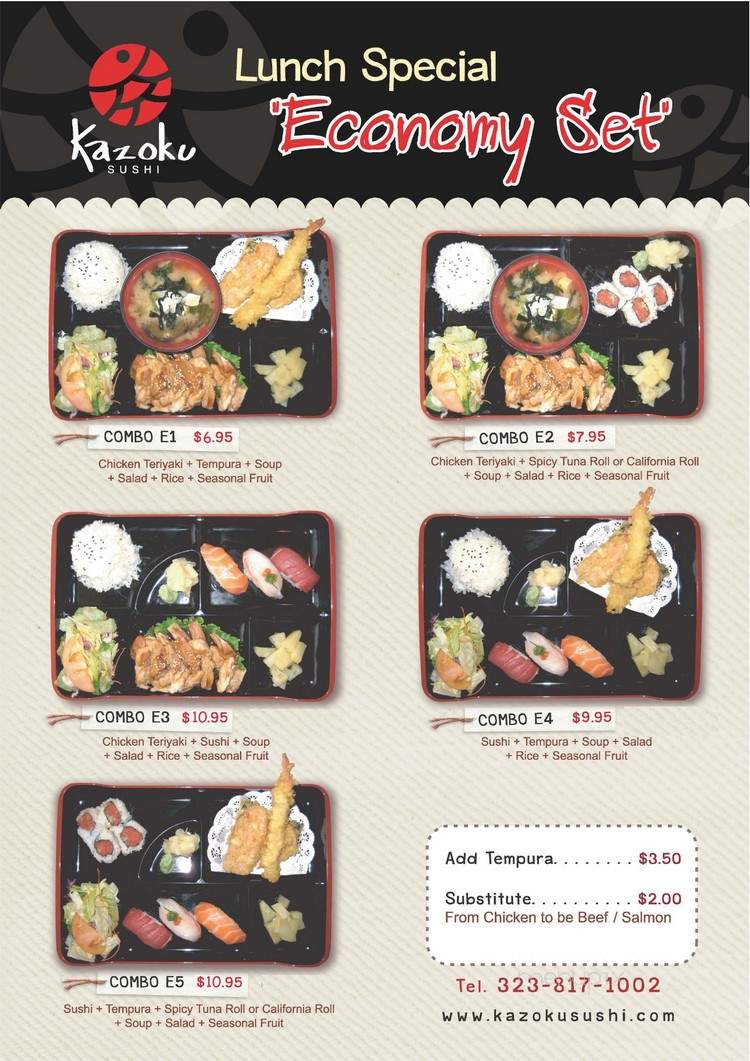 Kazoku Sushi - Los Angeles, CA menu_pic