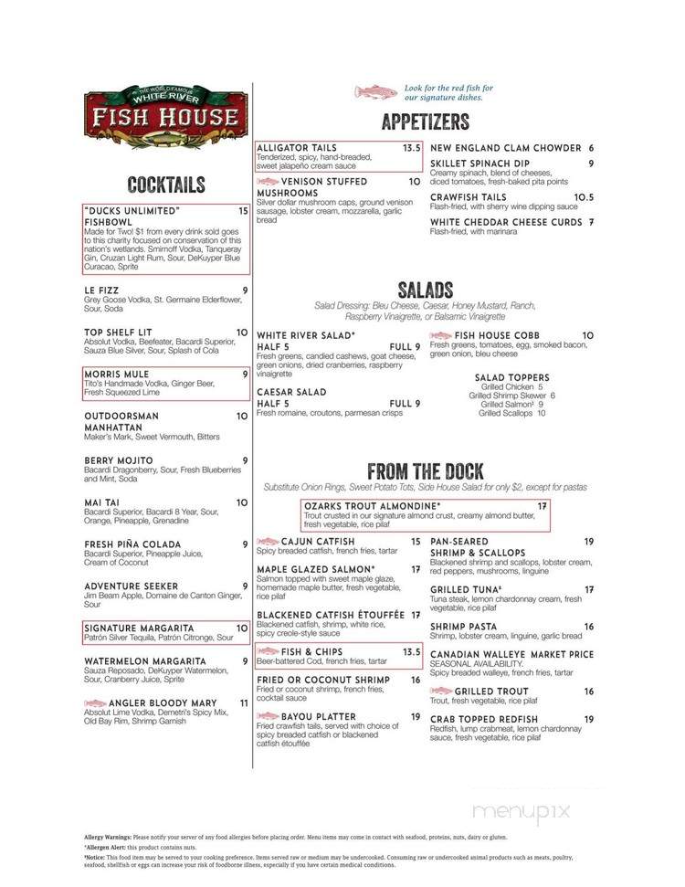 White River Fish House - Branson, MO menu_pic