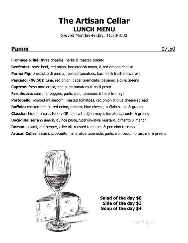 Artisan Cellar - Chicago, IL menu_pic
