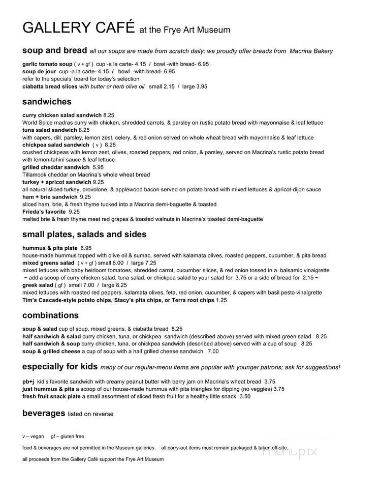 Gallery Cafe, Frye Art Museum - Seattle, WA menu_pic
