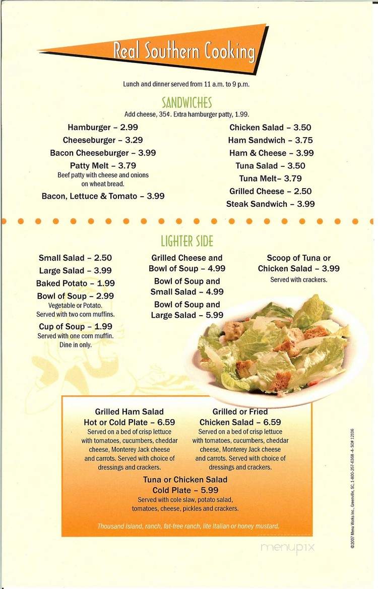 Mama Penn's Restaurant - Anderson, SC menu_pic
