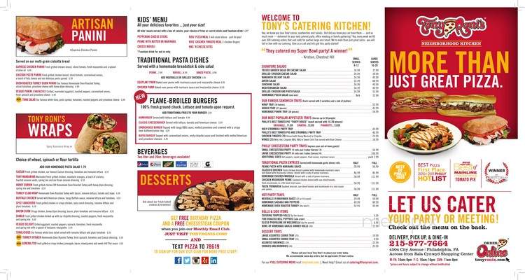 Tony Roni's City Line - Philadelphia, PA menu_pic