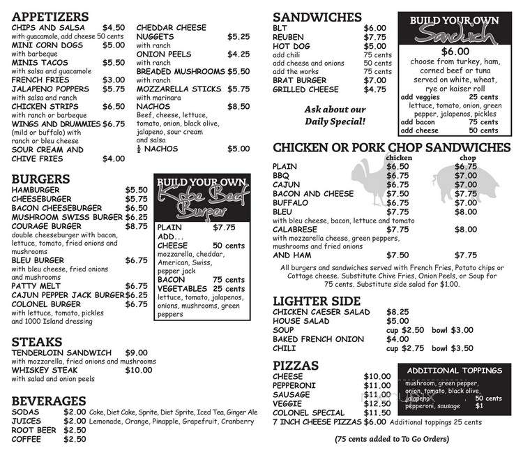 Colonel Hart's - Wauwatosa, WI menu_pic