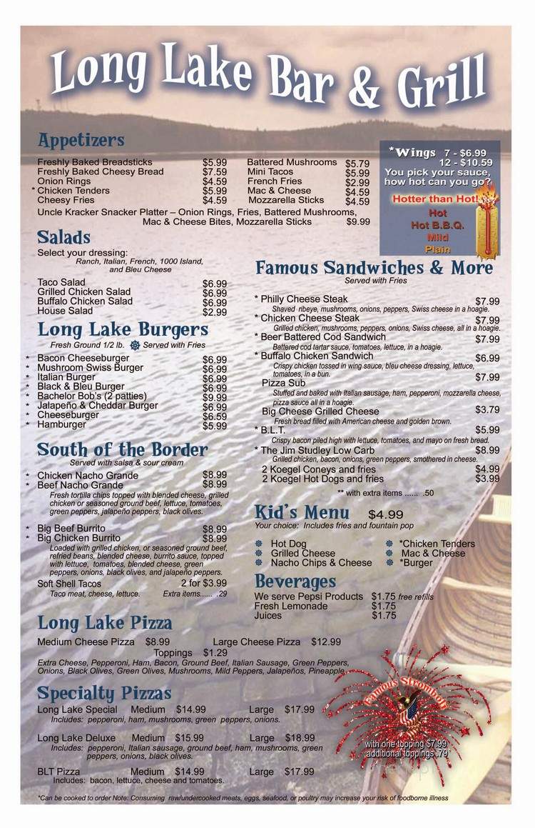 Long Lake Bar & Grill - Long Lake, MI menu_pic