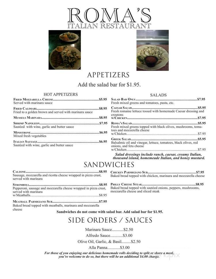 Roma's Italian Restaurant - Guthrie, OK menu_pic