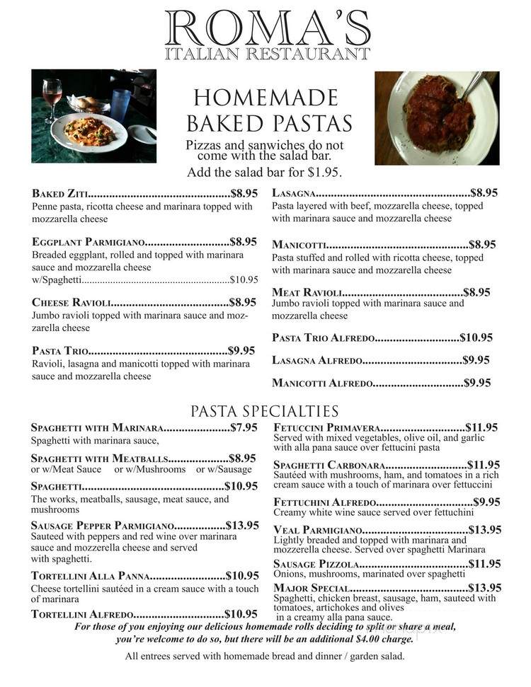 Roma's Italian Restaurant - Guthrie, OK menu_pic