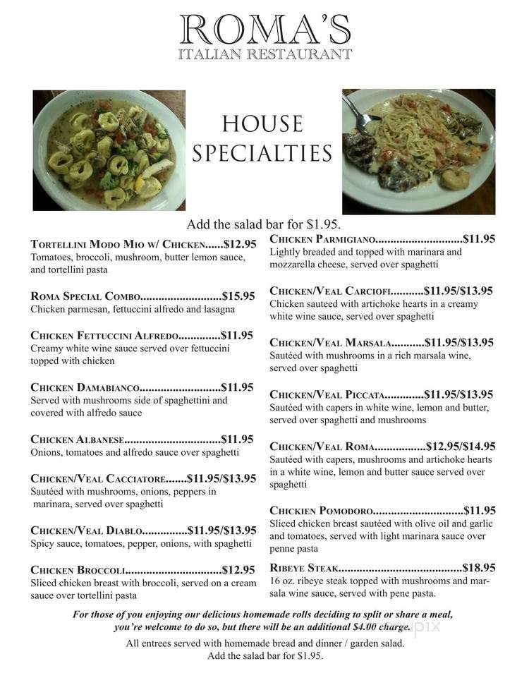 Roma's Italian Restaurant - Guthrie, OK menu_pic