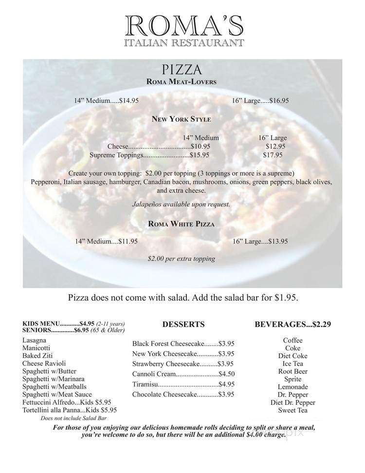 Roma's Italian Restaurant - Guthrie, OK menu_pic