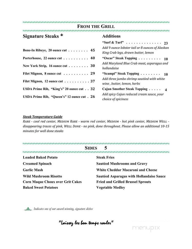 Bourbon Street Steakhouse-Grill - West Memphis, AR menu_pic