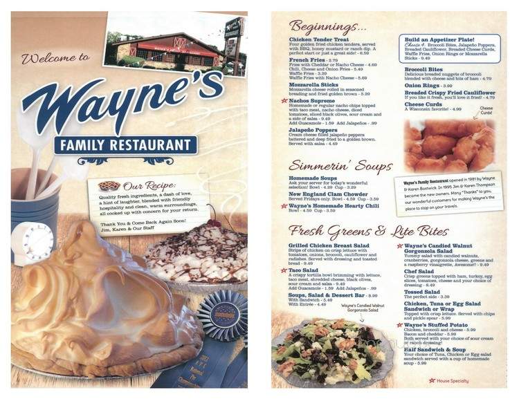 Wayne's Family Restaurant - Oconto, WI menu_pic