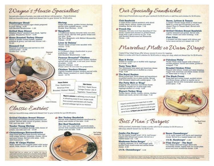 Wayne's Family Restaurant - Oconto, WI menu_pic
