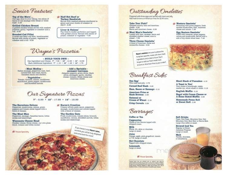 Wayne's Family Restaurant - Oconto, WI menu_pic