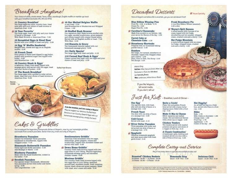 Wayne's Family Restaurant - Oconto, WI menu_pic