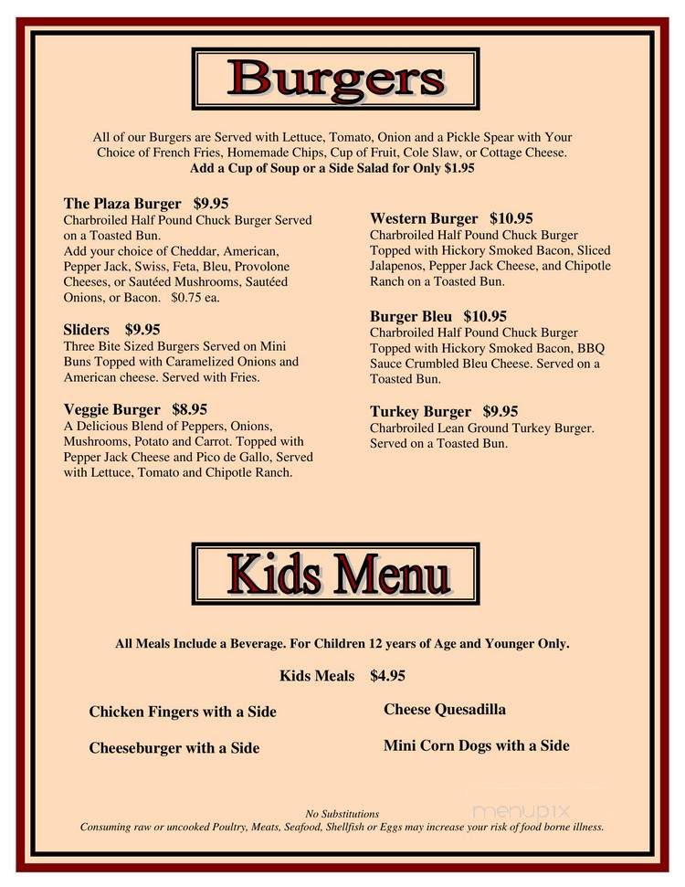 Plaza Bar and Grill - Saint Louis, MO menu_pic