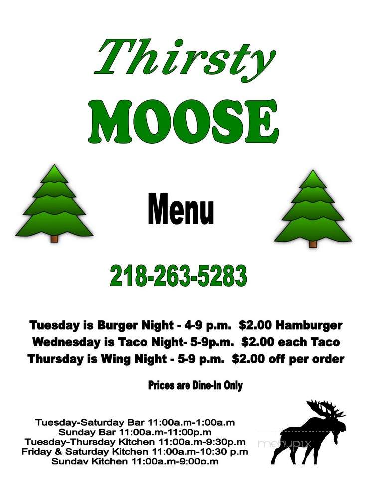 Thristy Moose Bar & Grill - Hibbing, MN menu_pic