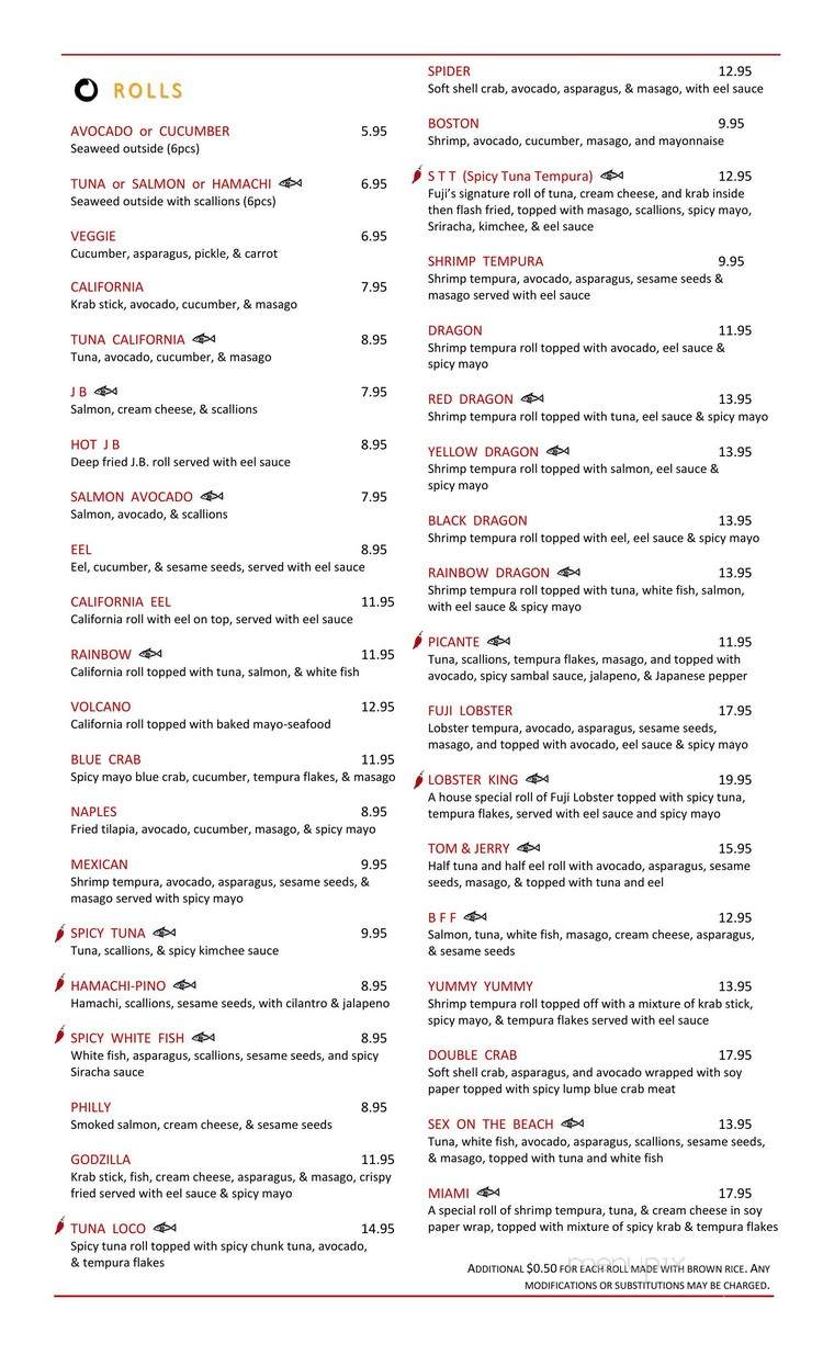 Fuji Sushi Bar & Asian Bistro - Naples, FL menu_pic