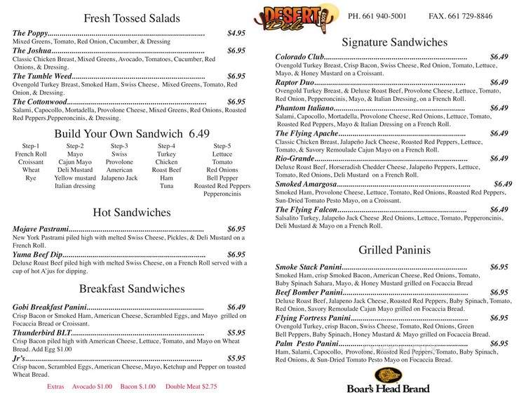 Desert Deli - Lancaster, CA menu_pic