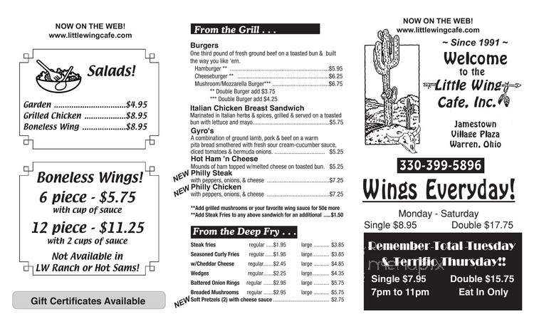 Little Wing Cafe - Warren, OH menu_pic
