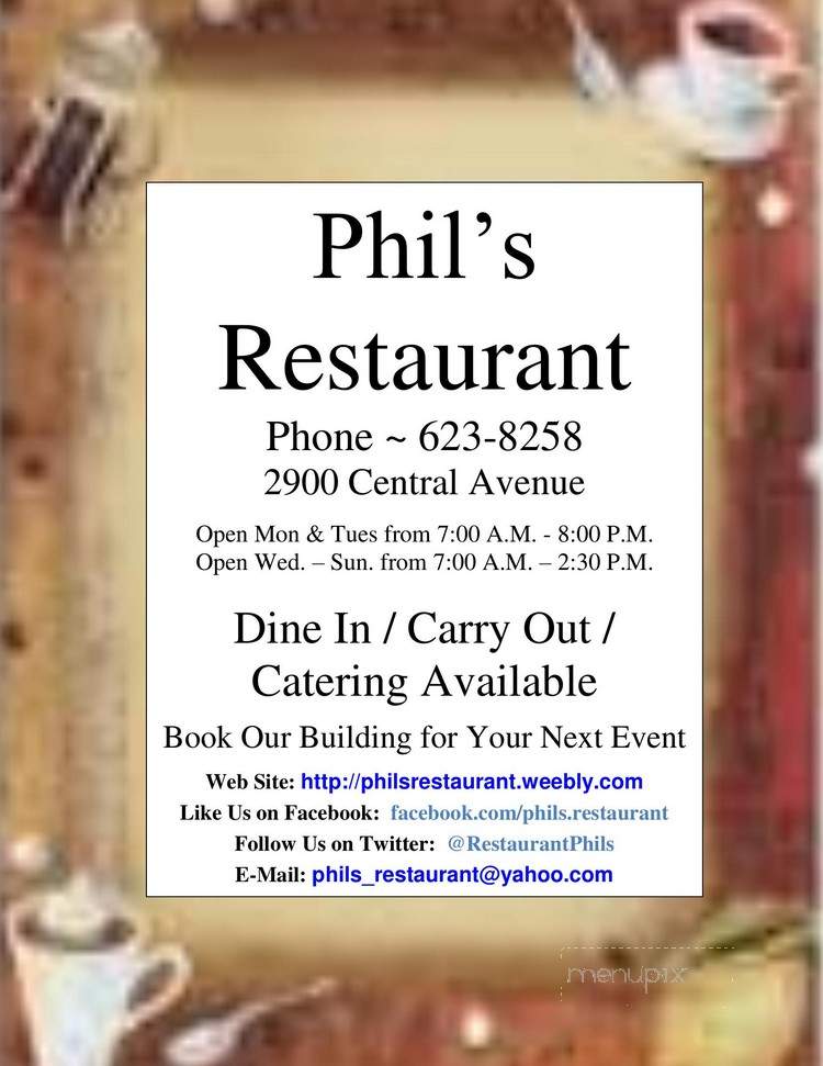 Phil's Restaurant - Hot Springs, AR menu_pic