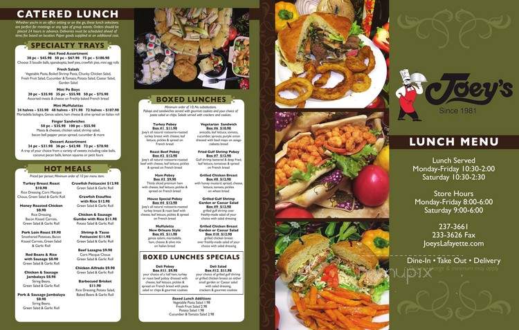 Joey's - Lafayette, LA menu_pic
