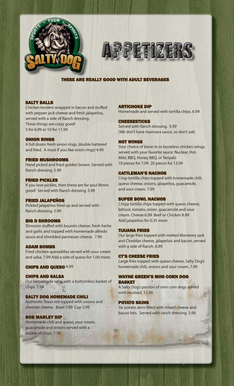 Salty Dog Sports Bar and Grill - Waco, TX menu_pic