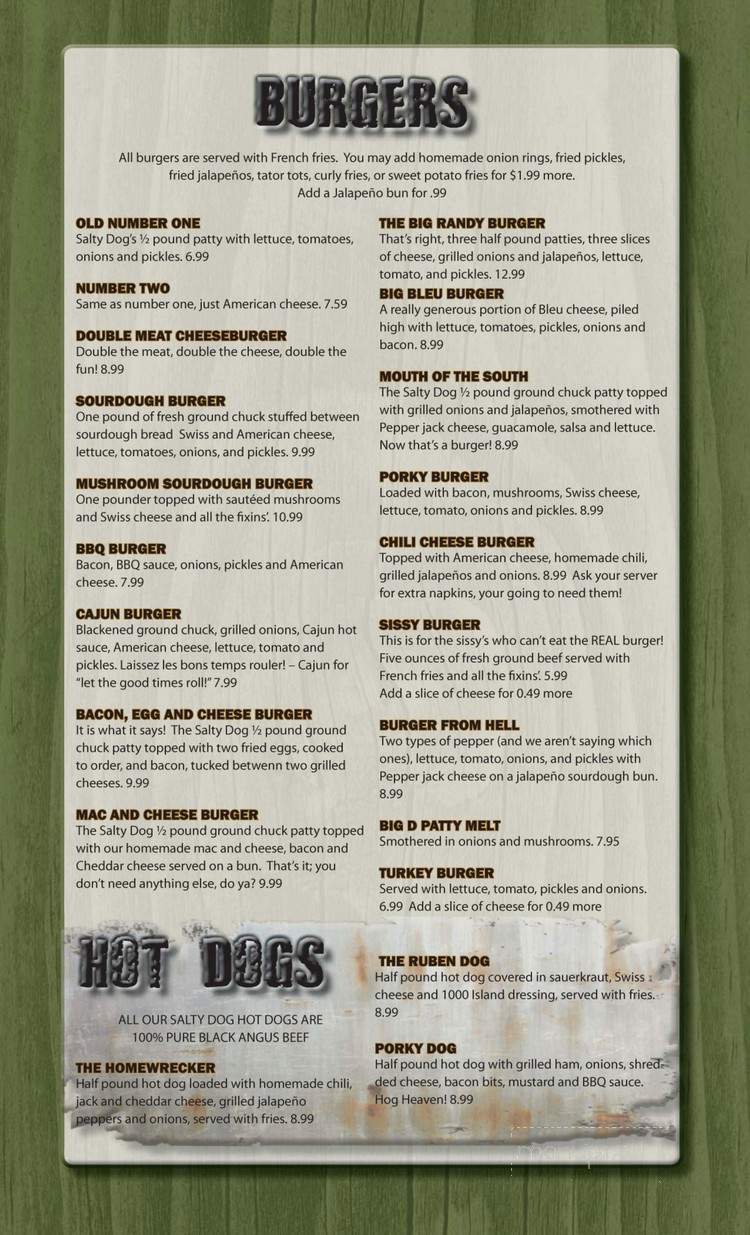 Salty Dog Sports Bar and Grill - Waco, TX menu_pic